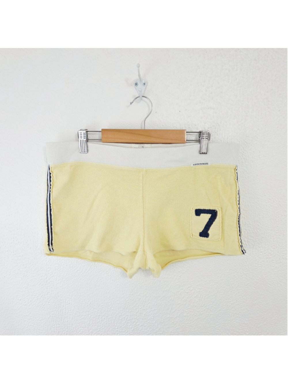 Abercrombie & Fitch Vintage Y2K Knit Track Shorts butter yellow 2000s Size Small - Picture 6 of 6